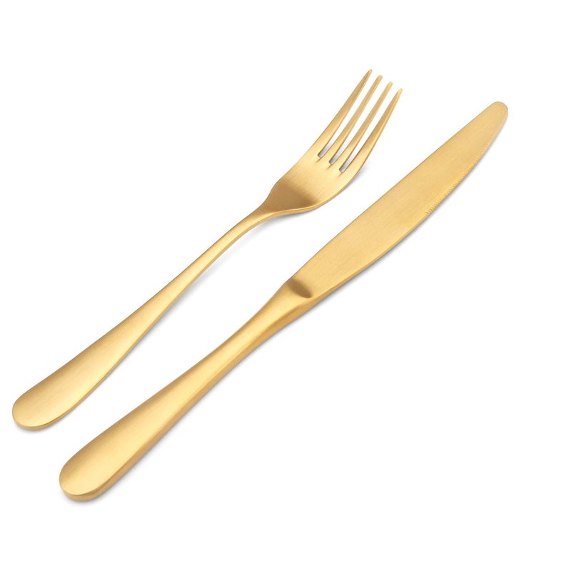 Bysta Matte Gold Silverware Set, Bysta 20-Piece Stainless Steel Flatware Set, Kitchen Utensil Set Service for 4, Tableware Cutlery Set for Home and Restaurant, Satin Finish, Dishwasher Safe - Image 3